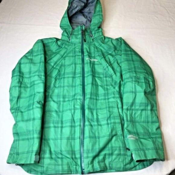Columbia‎ Women's Sz Small Green Plaid Interchange Omni-Tech Rain Snow Jacket - Picture 1 of 11